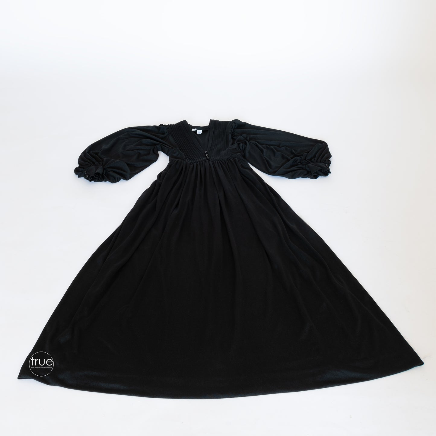 vintage 1960's dress ...ossie inspired YOUTH GUILD slinky black balloon sleeve maxi dress