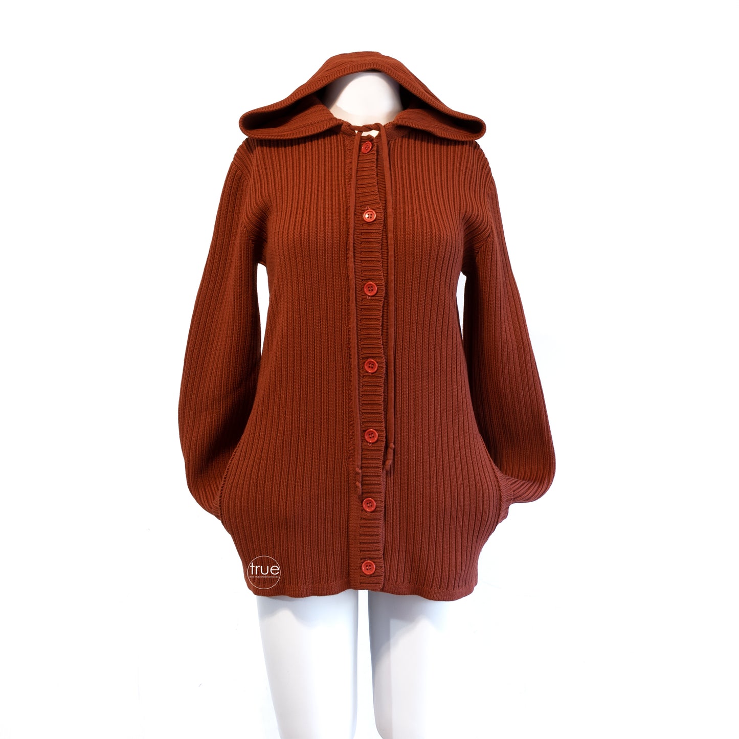 vintage 1960's sweater ...staple designer SAINT LAURENT rive gauche hooded ribbed cardigan sweater