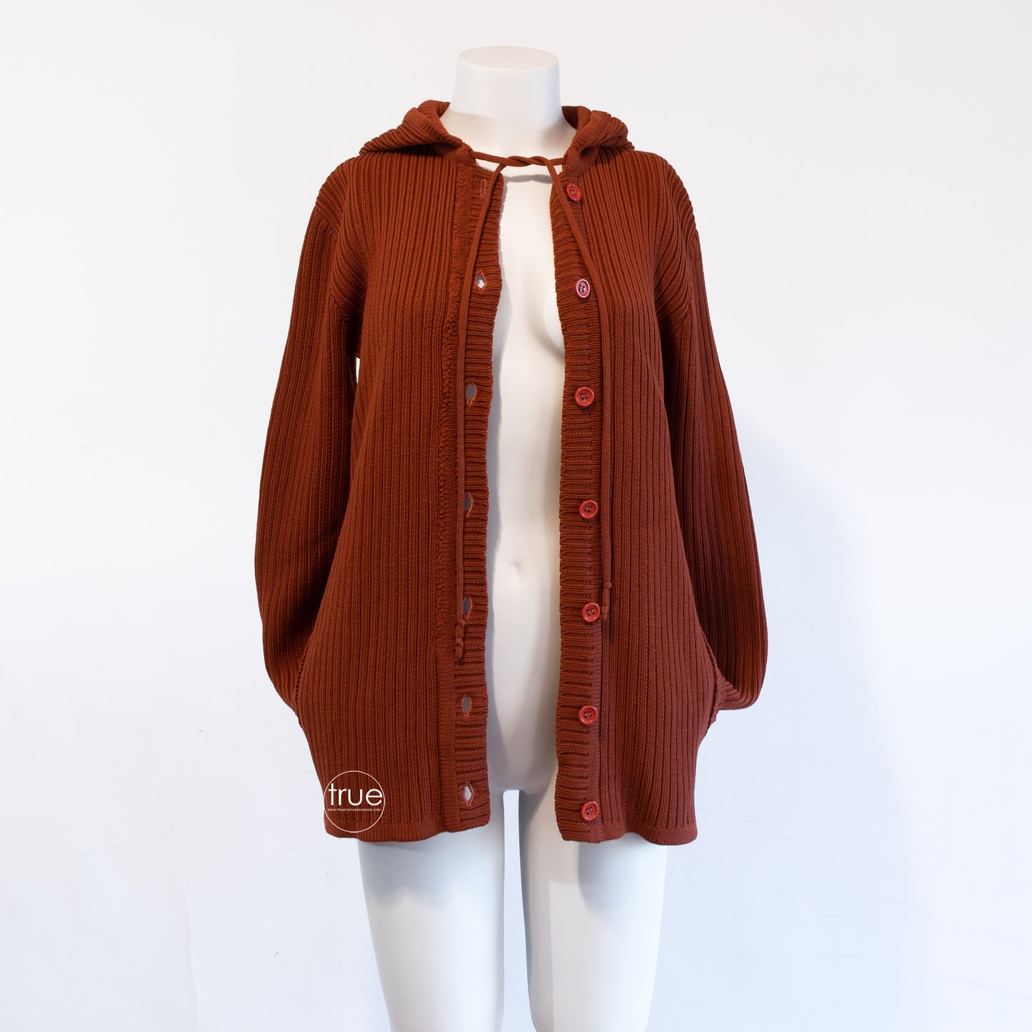 vintage 1960's sweater ...staple designer SAINT LAURENT rive gauche hooded ribbed cardigan sweater