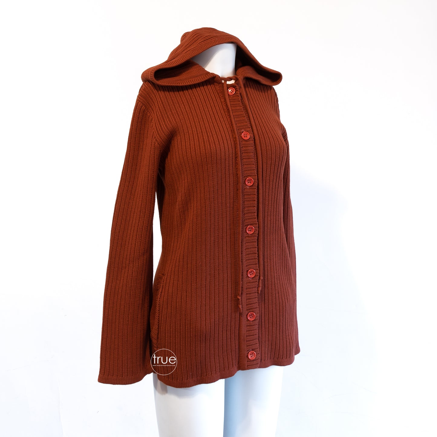 vintage 1960's sweater ...staple designer SAINT LAURENT rive gauche hooded ribbed cardigan sweater