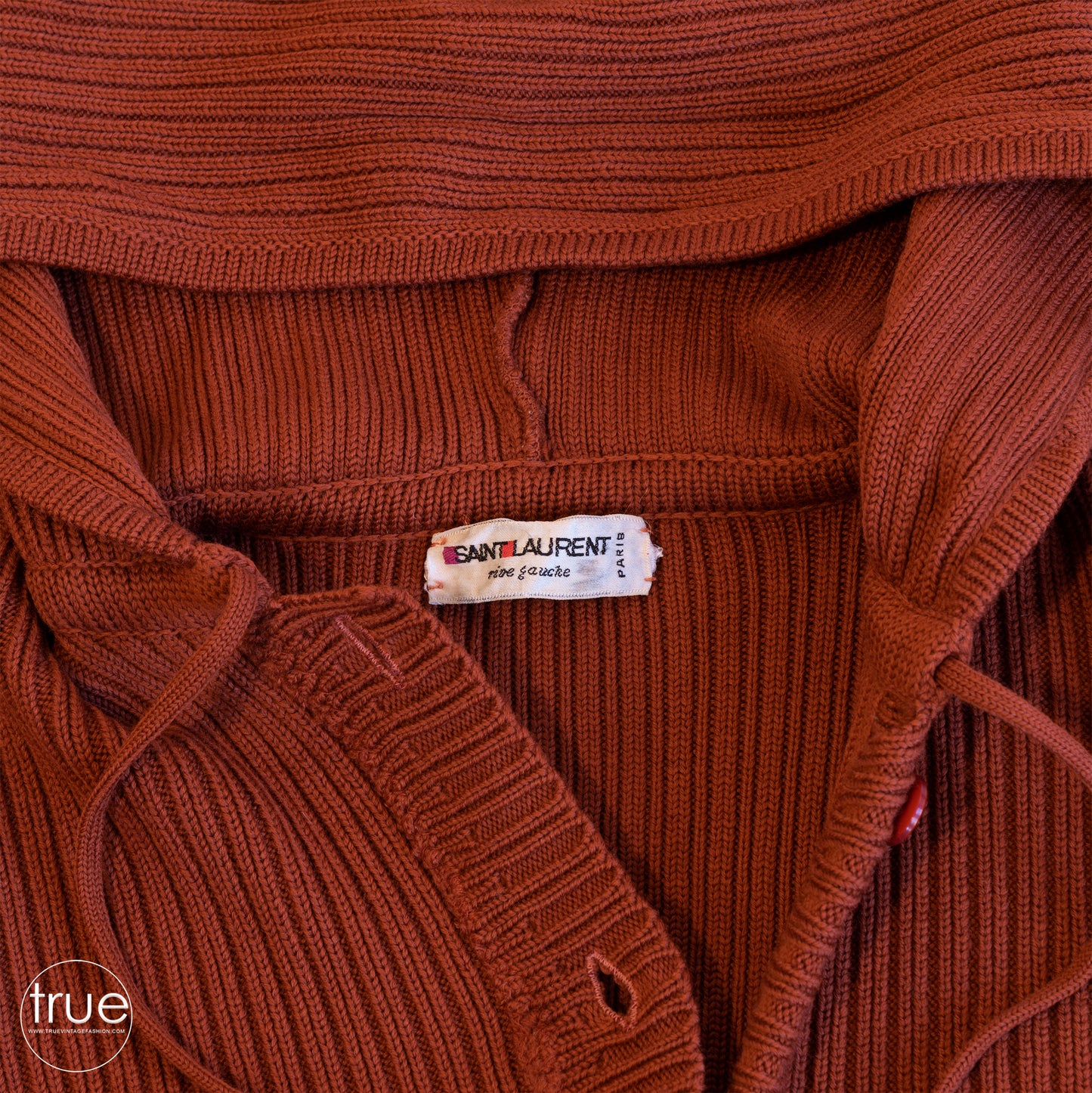 vintage 1960's sweater ...staple designer SAINT LAURENT rive gauche hooded ribbed cardigan sweater